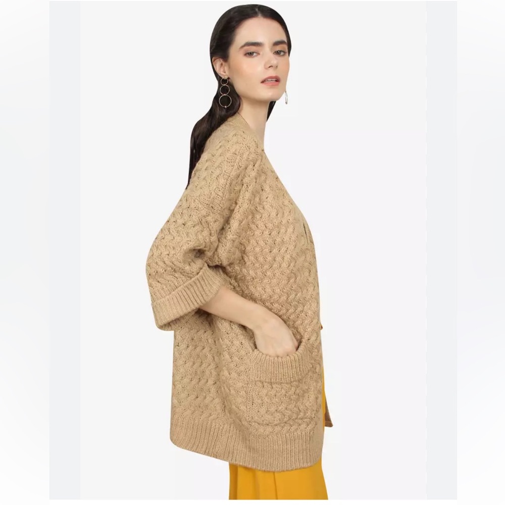 Goodnight Macaroon knit tan sweater/cardigan | one size